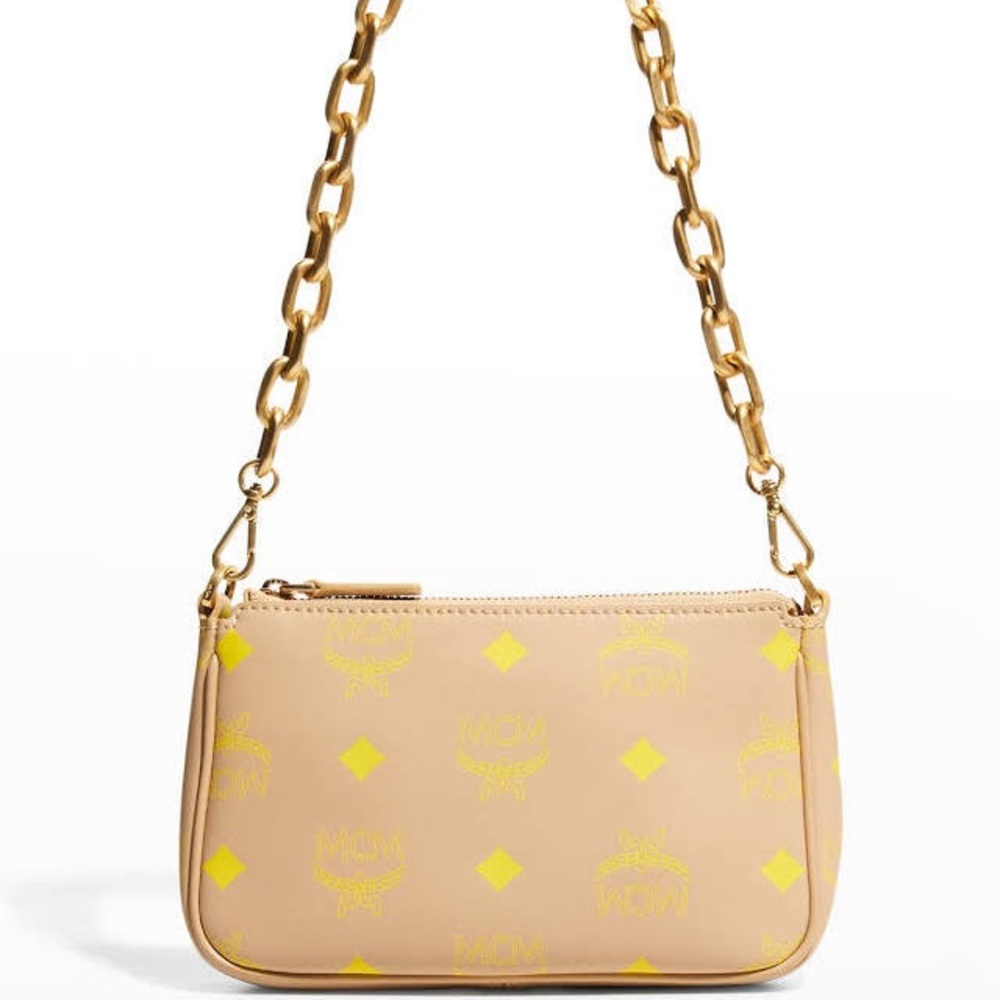 New MCM Mini Color Splash Logo Pouch Chain Shoulder Bag